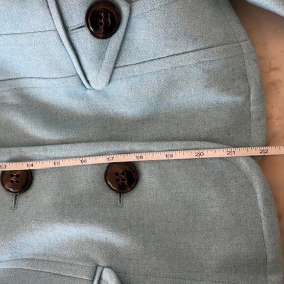 TALBOTS Sky Blue Wool Blend Long Sleeve Envelope Pocket Blazer 12 - Picture 14 of 16